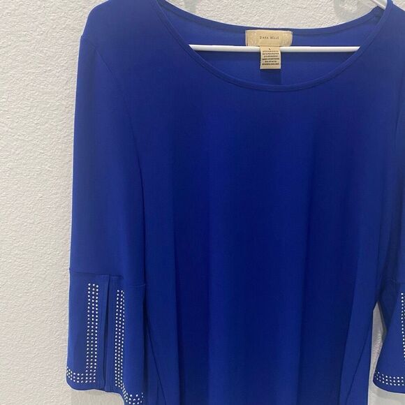 Diana Belle Blue Rhinestone Top Size L - Picture 2 of 5